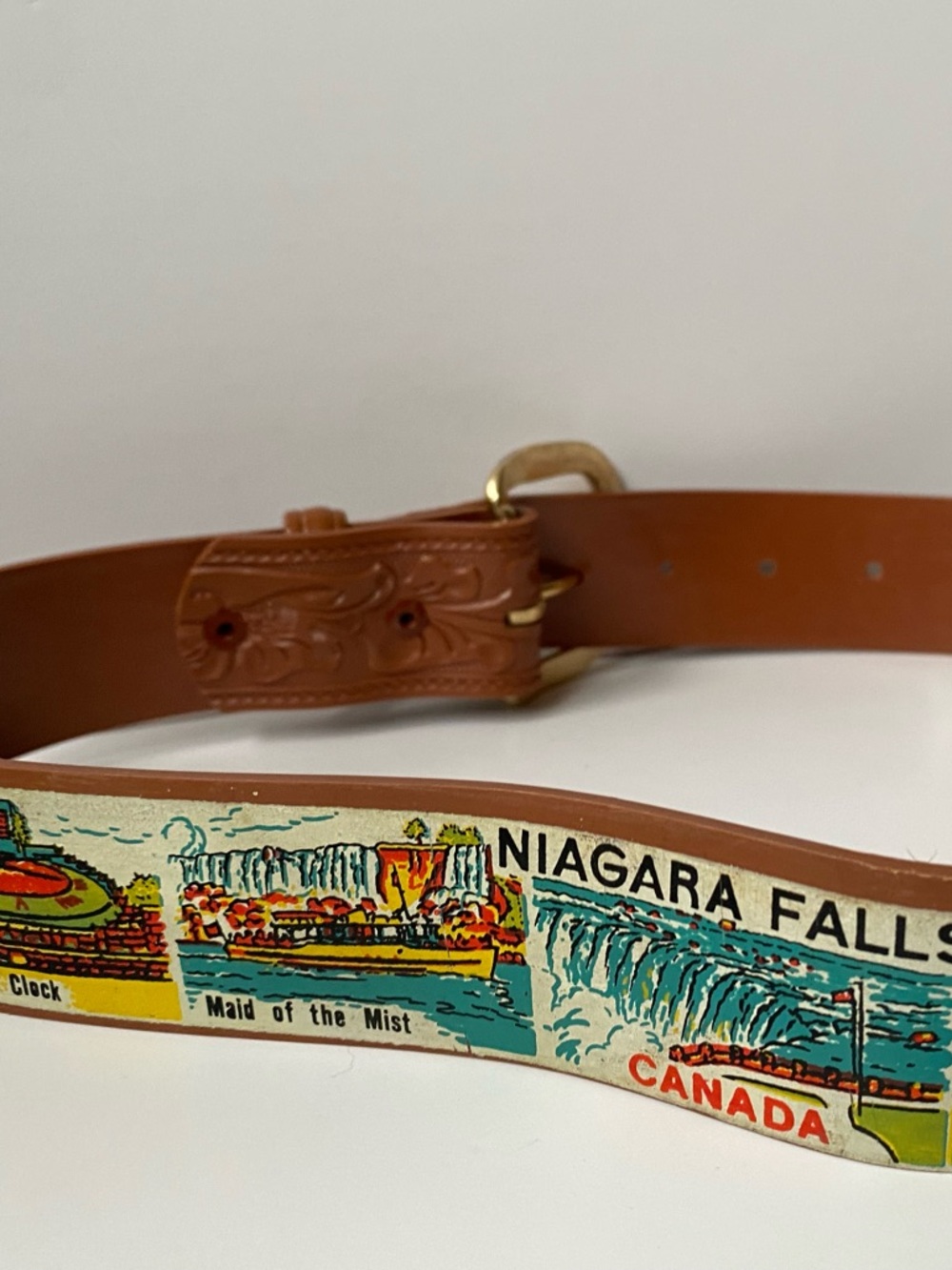 Vintage Novelty Plastic Leather Niagara Falls Canada Souvenir Tourist Belt